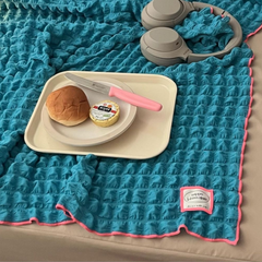 Slow Hour Blue Blanket with Pink Trim Slow Hour Blue Blanket with Pink Trim
