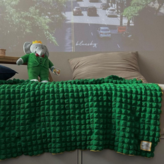 Slow Hour Green Blanket with Yellow Trim